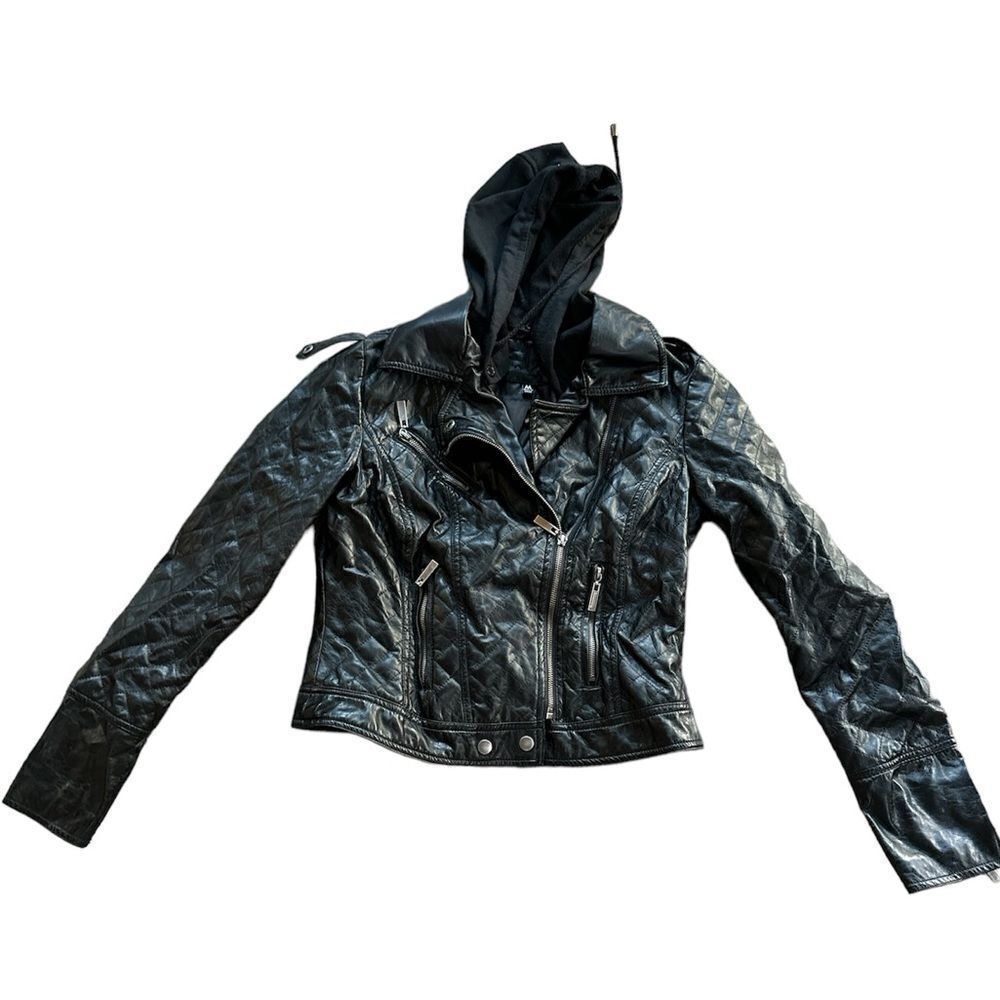 Justice J2 Faux Leather with Detachable Sweatshirt Hoodie Kids Size Medium